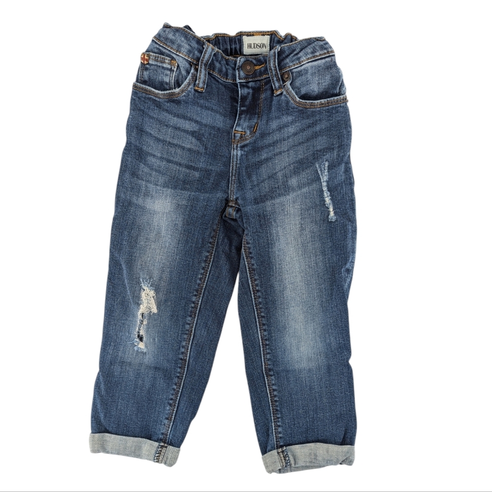 Hudson Distressed Dark Wash Straight Leg Jeans Size 6 Kids Unisex
